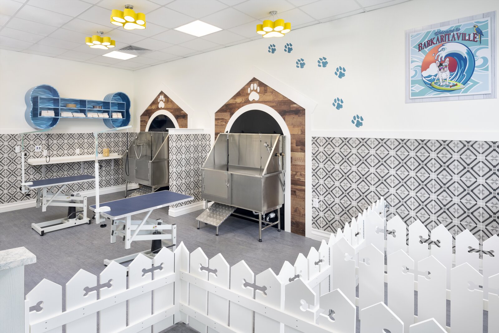 Pet Spa interior signage and themed environmental graphics at Latitude Margaritaville Hilton Head — by CG Signs