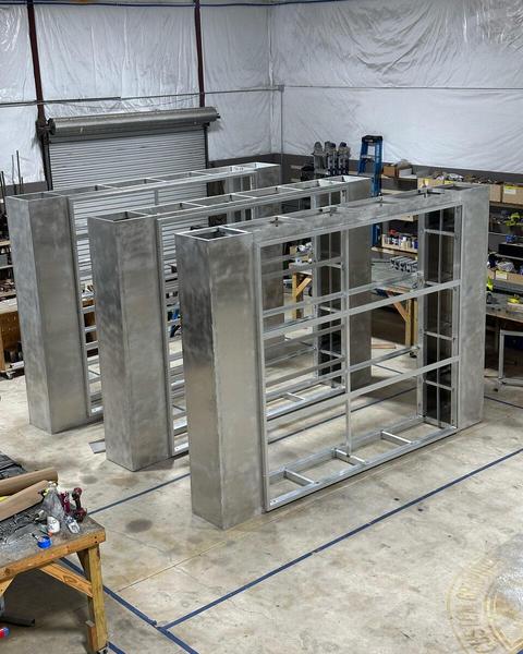 Fabrication of Pylon Sign Cabinets for Girvin Plaza — Custom Graphics & Sign Designs, Jacksonville FL