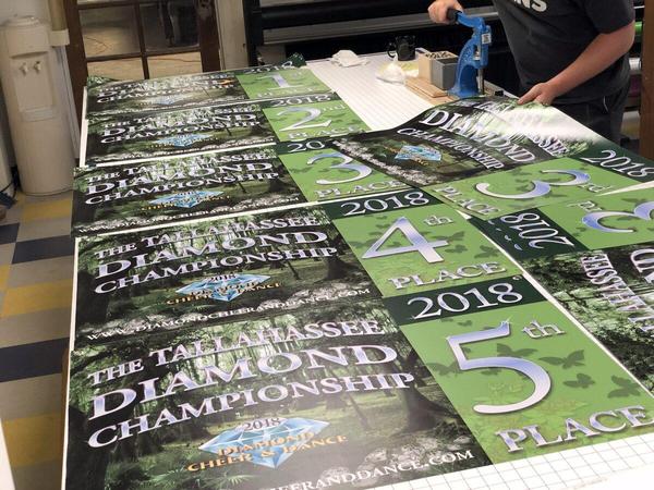 A batch of award banners in production — Custom Graphics & Sign Designs, Orange Park FL