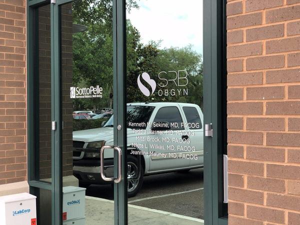 Satin Aluminum vinyl window graphics — Custom Graphics & Sign Designs, Orange Park FL