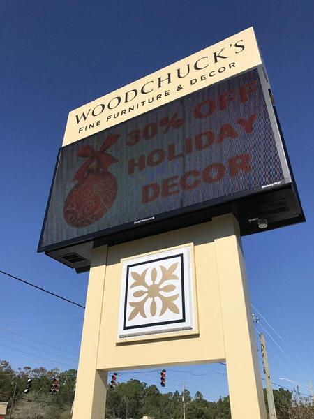 Custom pylon sign with Daktronics digital display for Woodchucks in Jacksonville, FL — Custom Graphics & Sign Designs