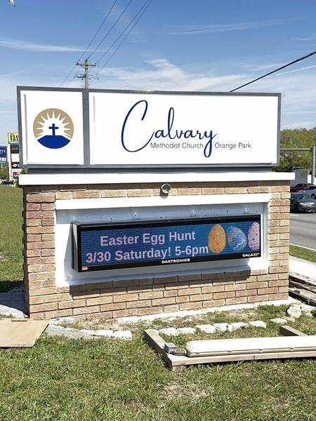 Daktronics display and new sign faces for Calvary Methodist church in Orange Park — Custom Graphics & Sign Designs