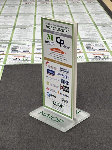 Custom table signs made of PVC panels and Acrylic bases for NAIOP — Custom Graphics & Sign Designs, Orange Park FL
