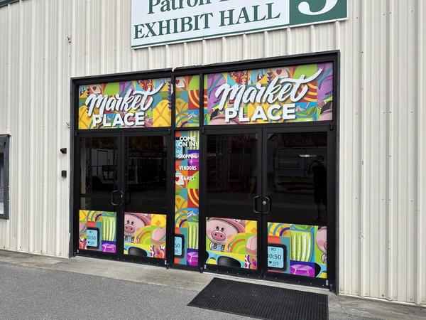 Custom window graphics at Clay County Fairgrounds — Custom Graphics & Sign Designs