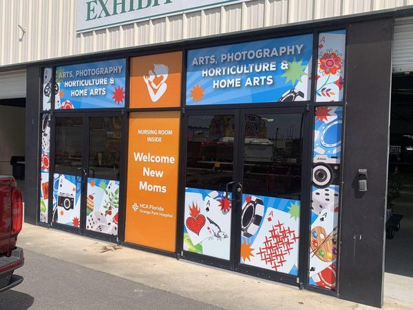 Storefront Window Wrap for Clay County Fairgrounds — Custom Graphics & Sign Designs