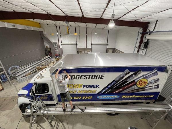 Boxtruck Wrap Installation for Bridgestone HosePower — Custom Graphics & Sign Designs, Jacksonville FL
