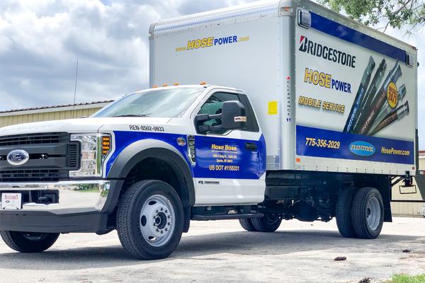 Full vehicle wrap on HosePower / Bridgestone mobile service box truck — Custom Graphics & Sign Designs, Jacksonville FL
